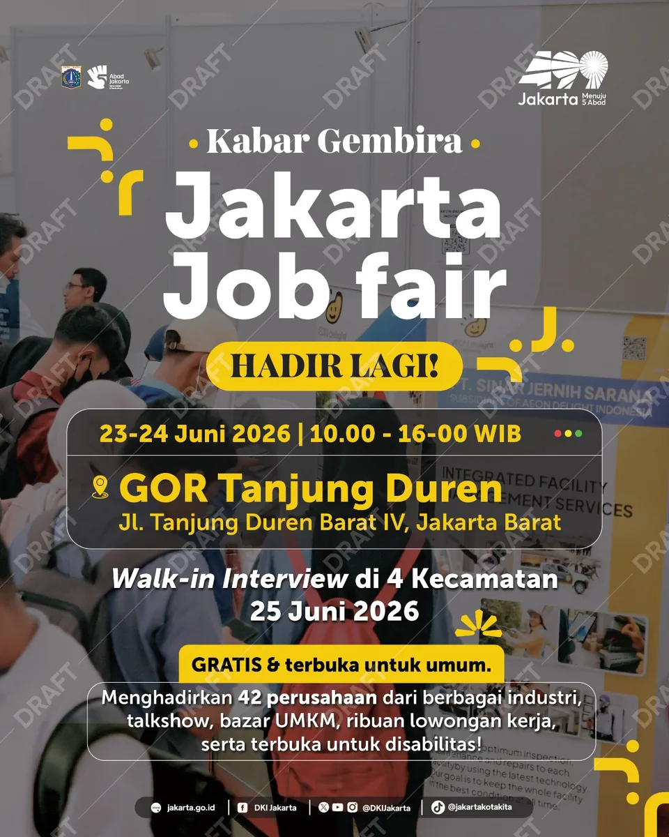 Job Fair Kabupaten Indramayu 2026 (Suku Dinas TKTE Wilayah Kabupaten Indramayu Barat) : 23-24 Juni 2026